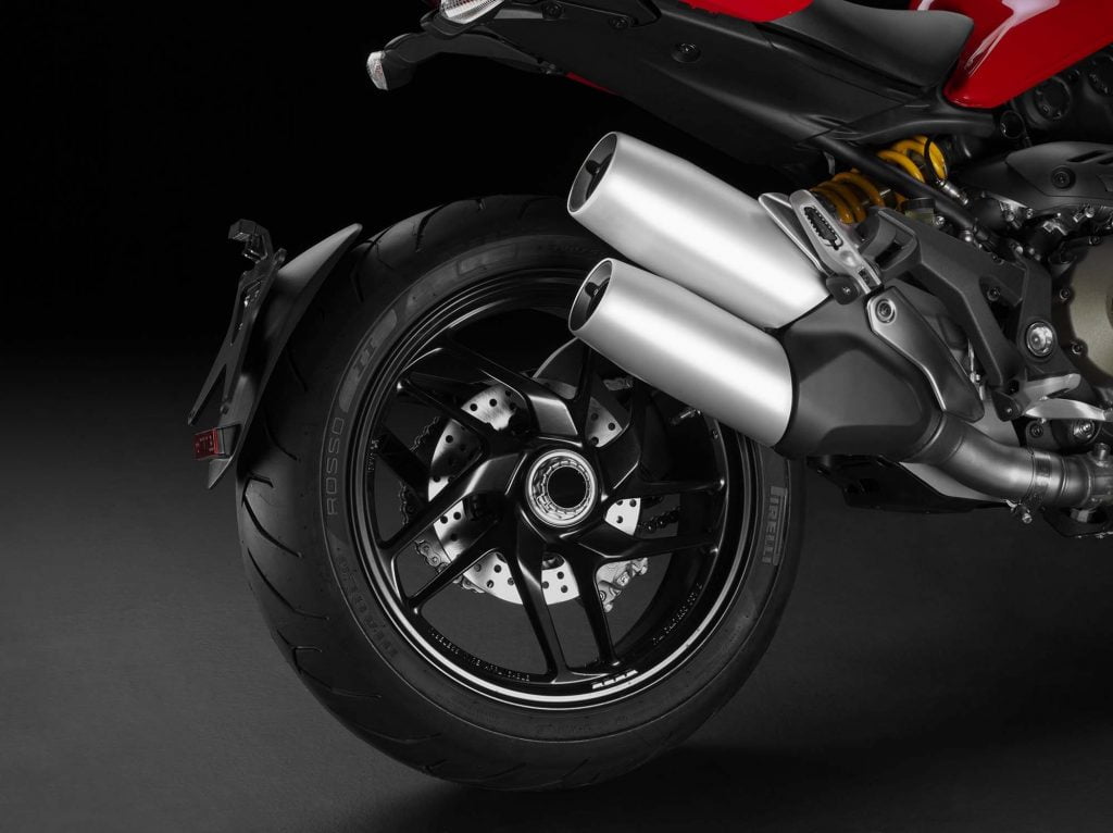 Ducati Monster 1200 exposed rear wheel single sided swingarm
