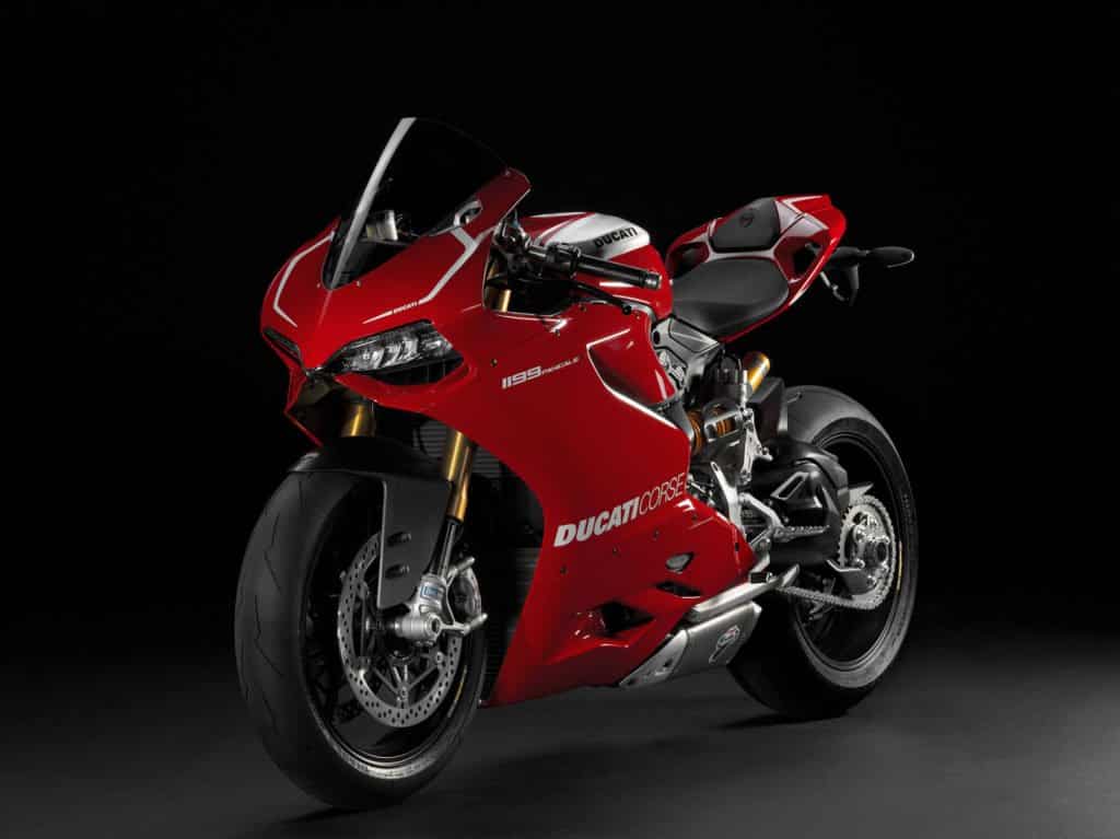 2013-2014 Ducati 1199 Panigale R LHS front left studio, red fairings