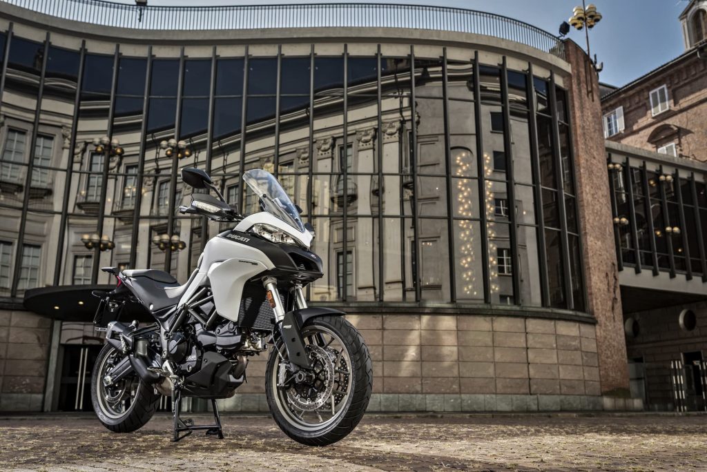 2017-2020 Ducati Multistrada 950 - white, parked in front of building
