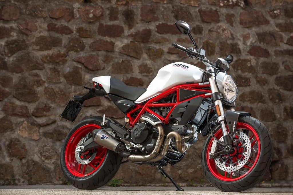 Ducati Monster 797+ White RHS by brick wall