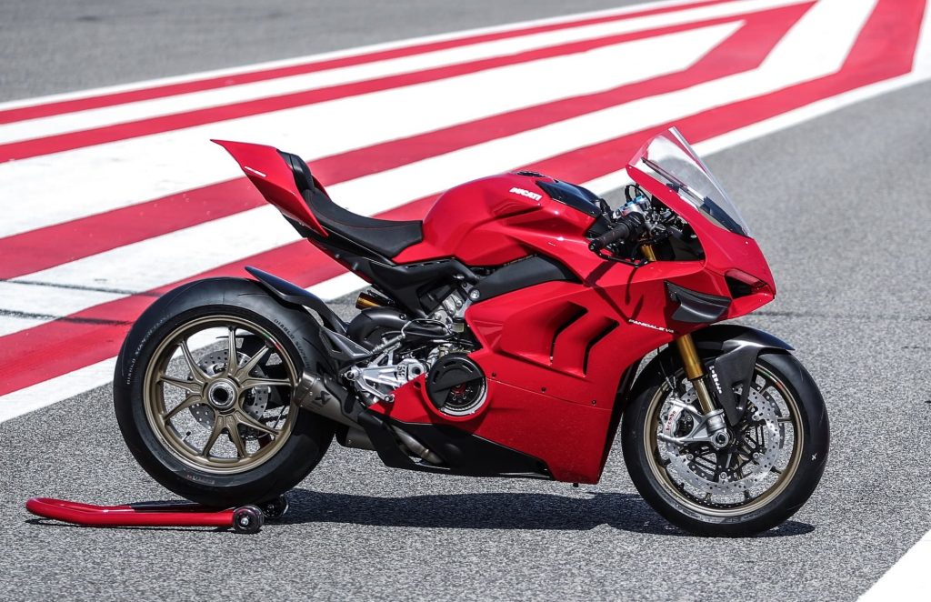 Ducati Panigale V4 Base Red RHS on track