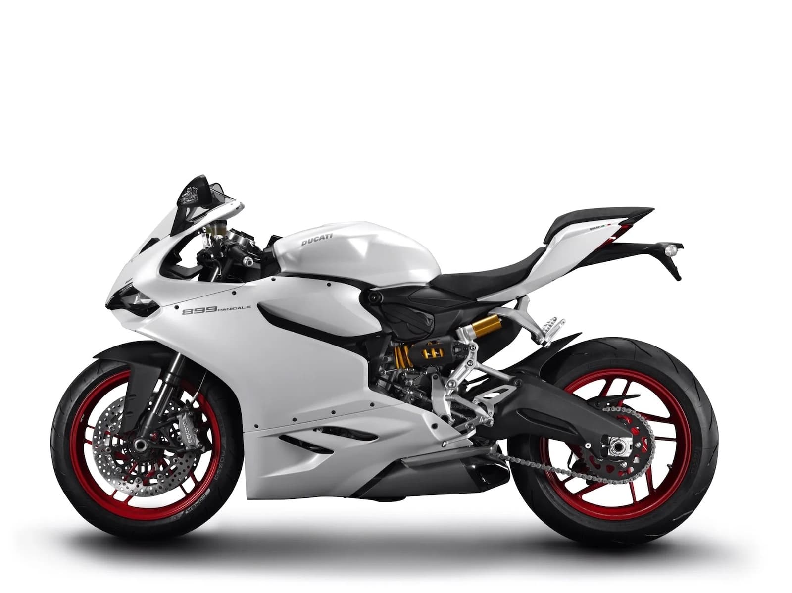White Ducati 899 Panigale 2 LHS