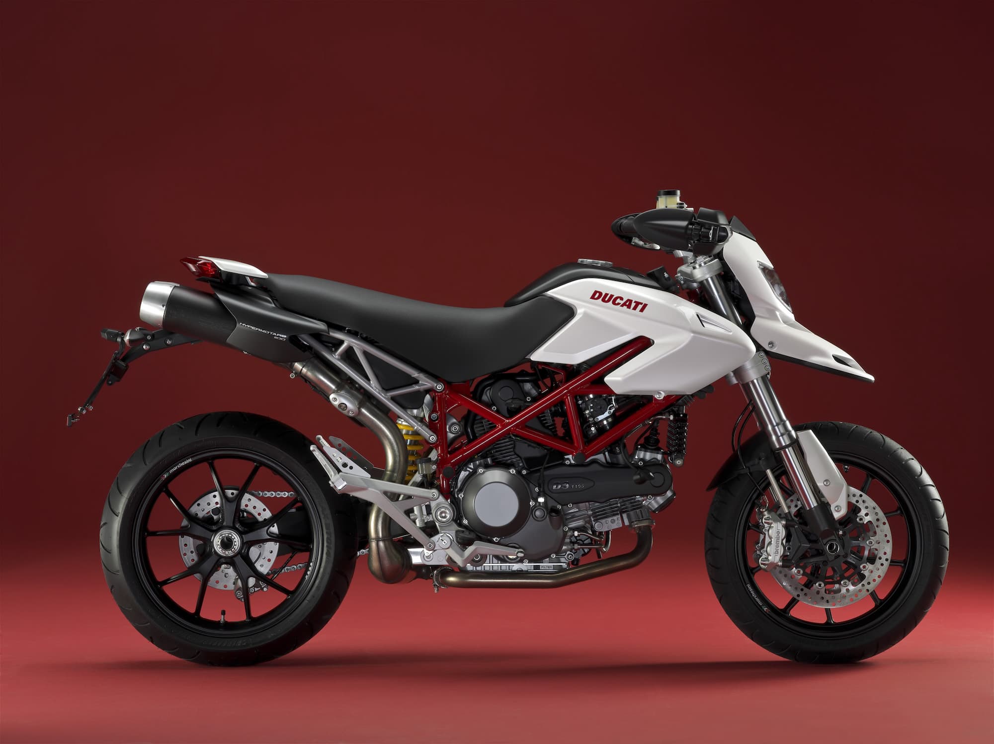 White Ducati Hypermotard 1100 base model rhs