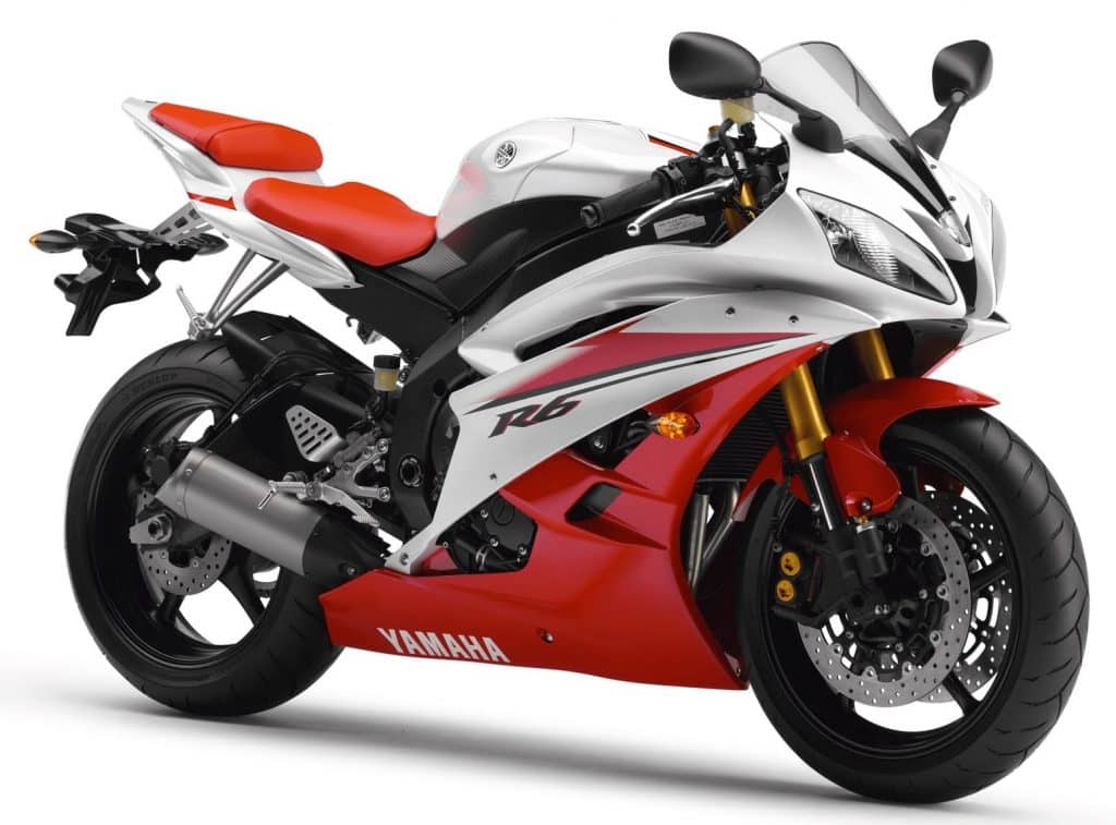 2006-2007 Yamaha YZF-R6 red and white rhs 3-4 profile