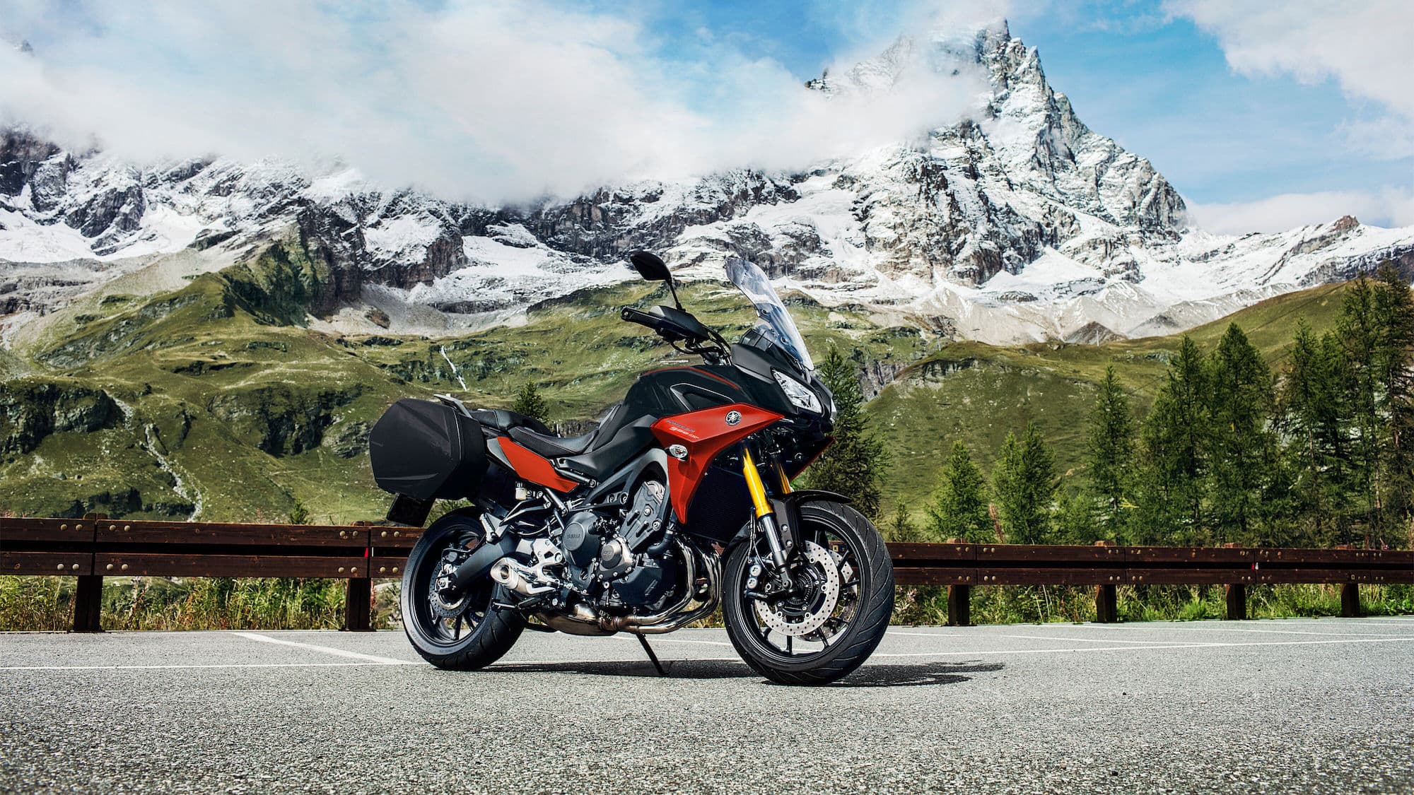 2020 Yamaha MT-09 Tracer 900 GT parked red