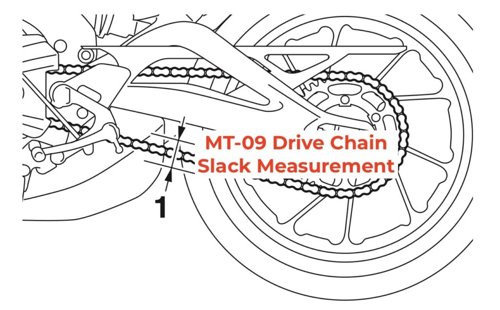 Yamaha MT-09 drive chain slack measurement