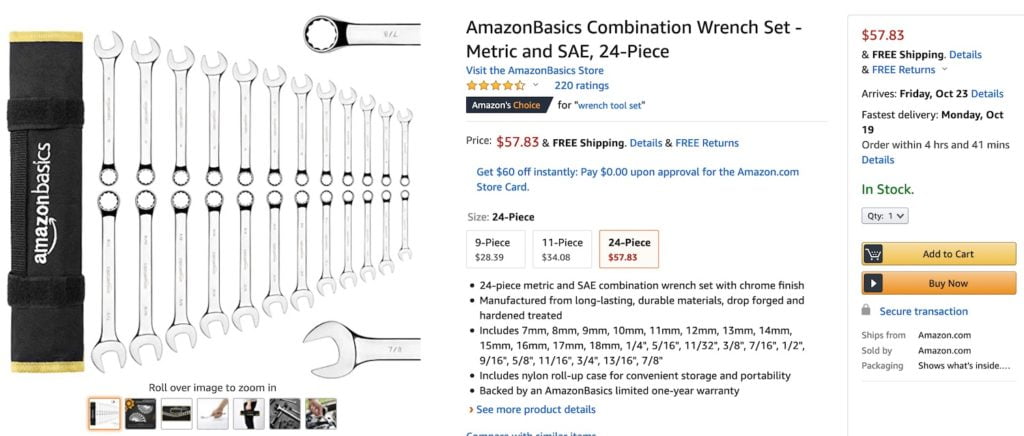 Wrench set for motorcycle maintenance