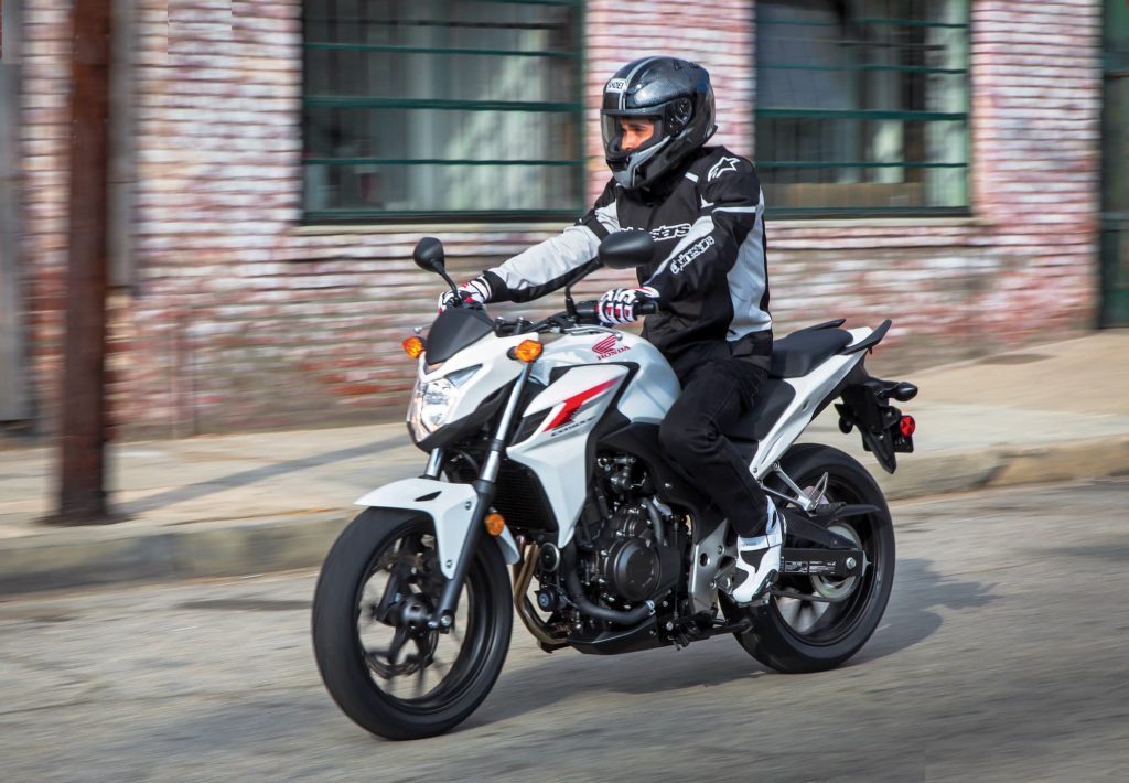 2013 Honda CB500F white riding on road | Honda CB500F (2013-2018) Simplified Maintenance Schedule and Service Intervals