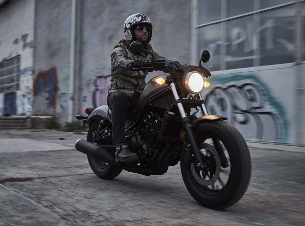 Honda Rebel 500 on road, lifestyle photo