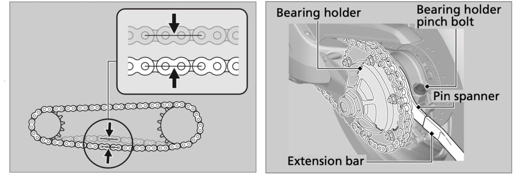 8th gen 2014-2017 Honda VFR800 chain slack adjustment