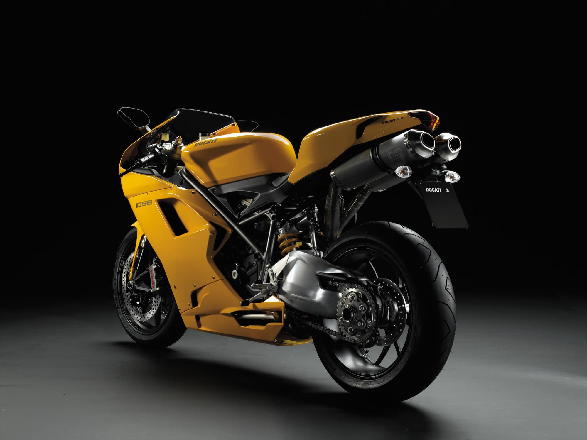 Ducati 1098 Superbike base model studio Yellow lhs rear