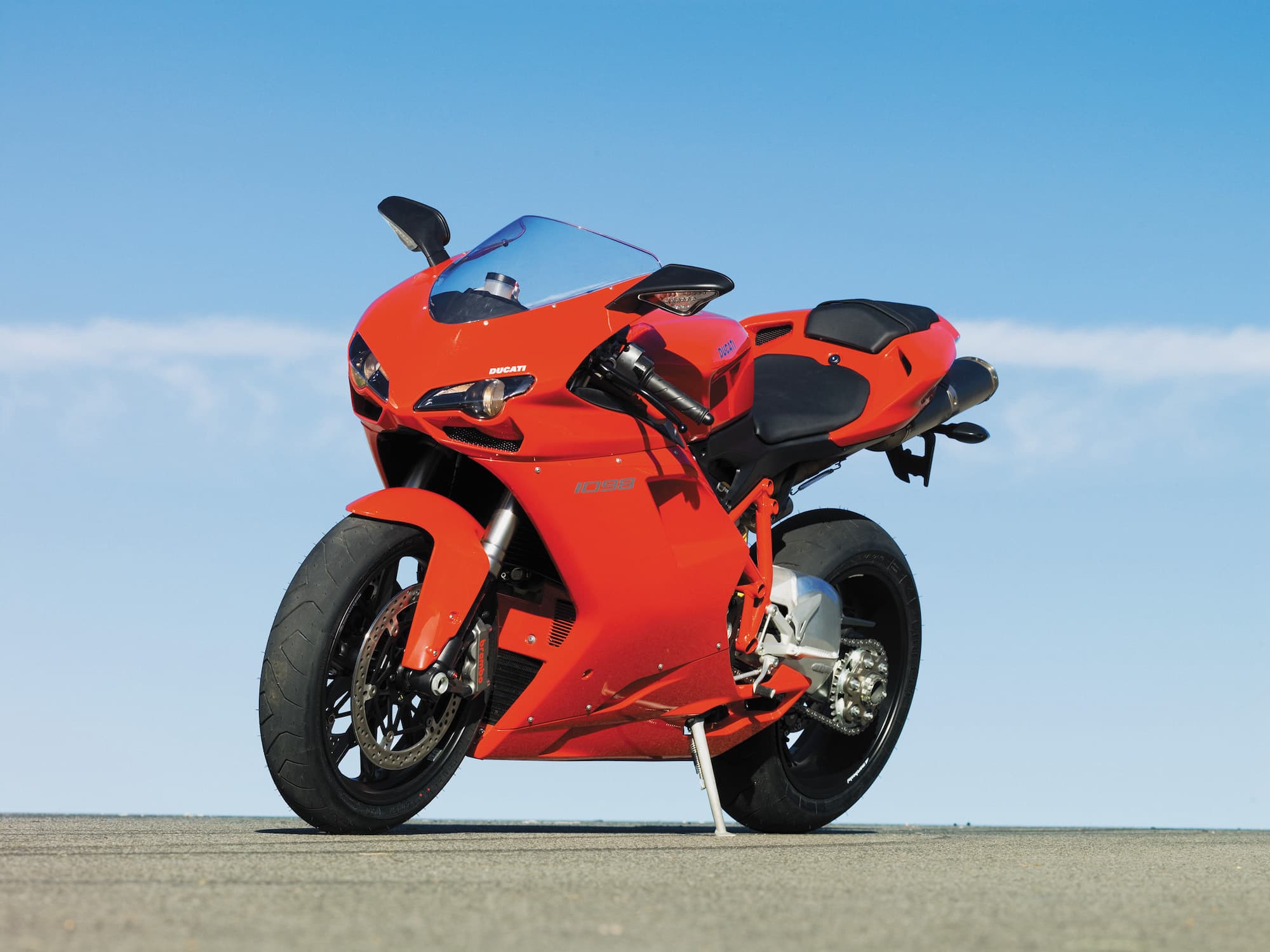 Red Ducati 1098 LHS static outdoor