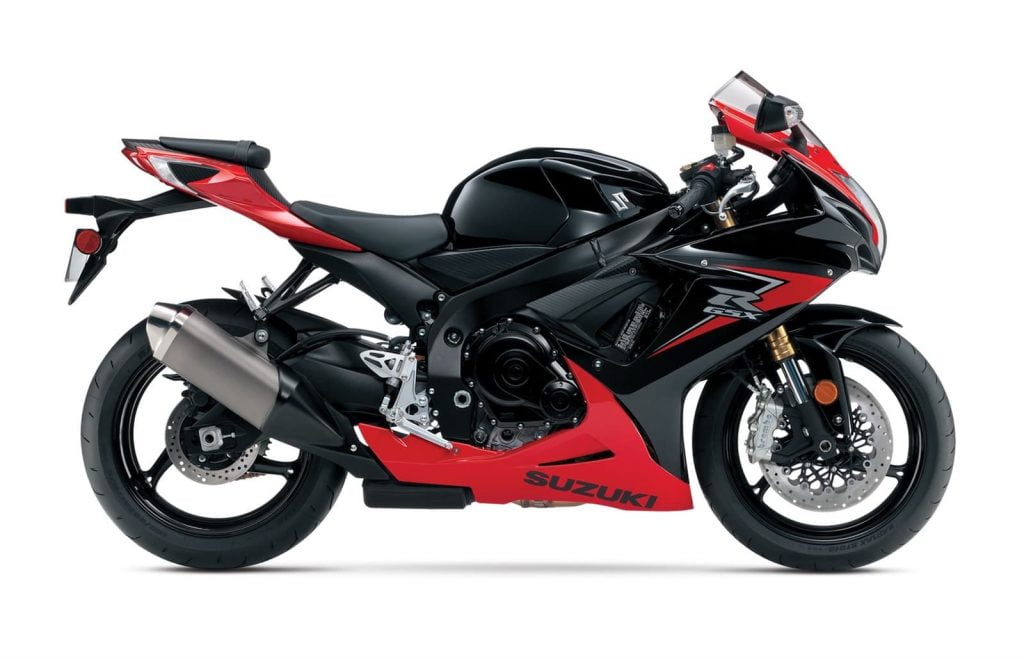 2014 Suzuki GSX-R750 red and black special edition, right hand side stock image