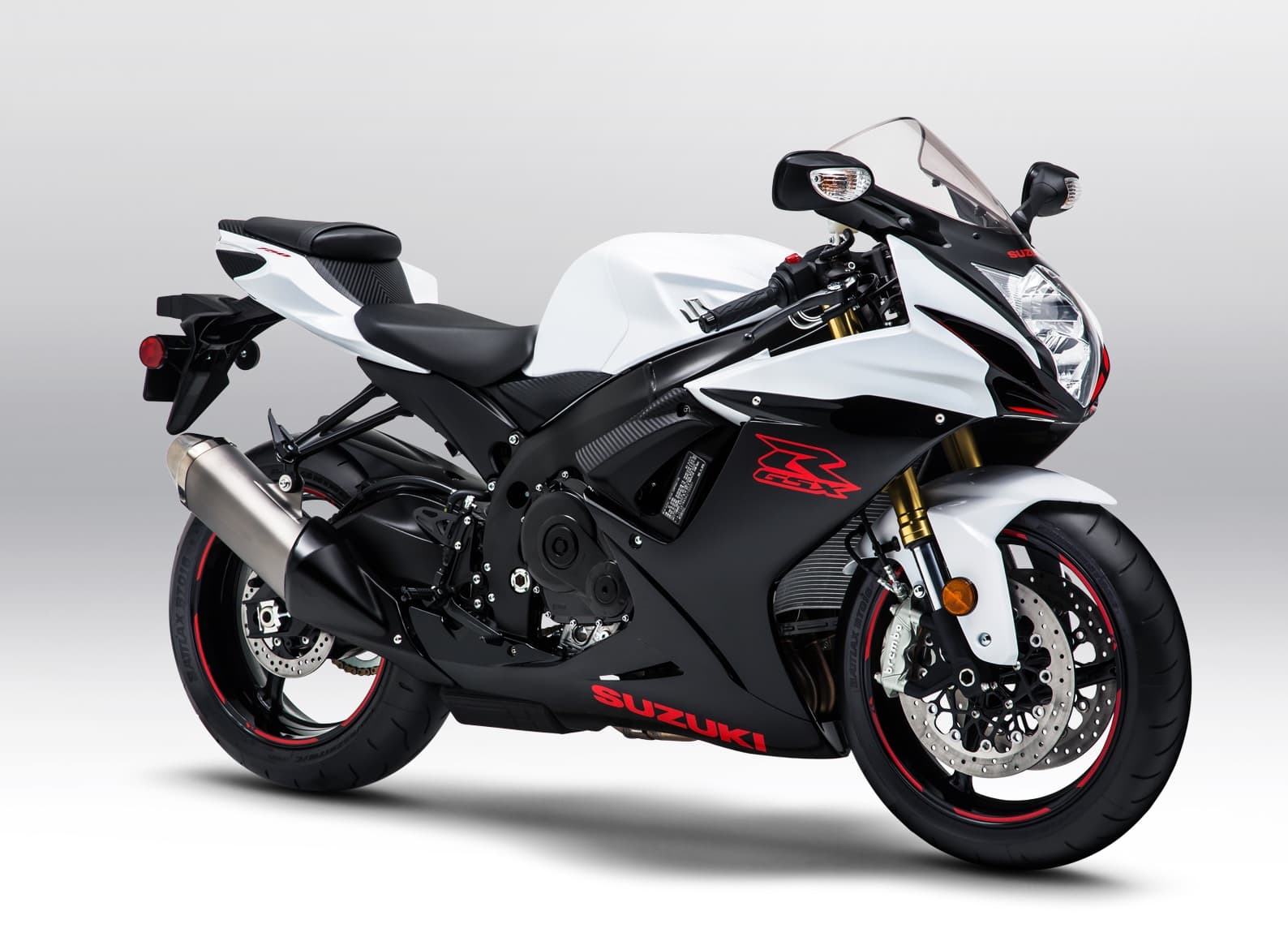 White, black and red 2019 Suzuki GSX-R750 with red lettering