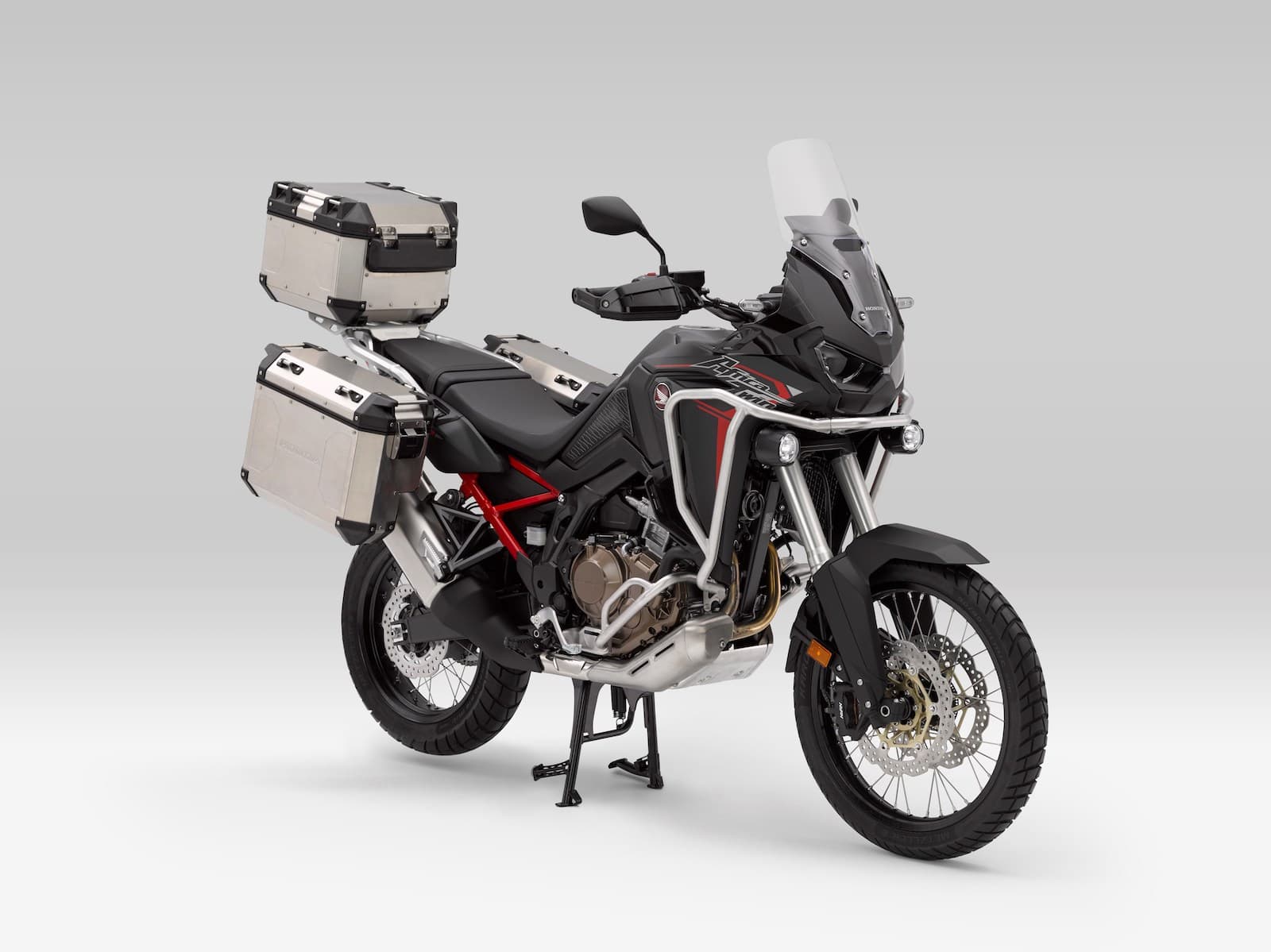 Honda Africa Twin CRF1100L black with full luggage and bars