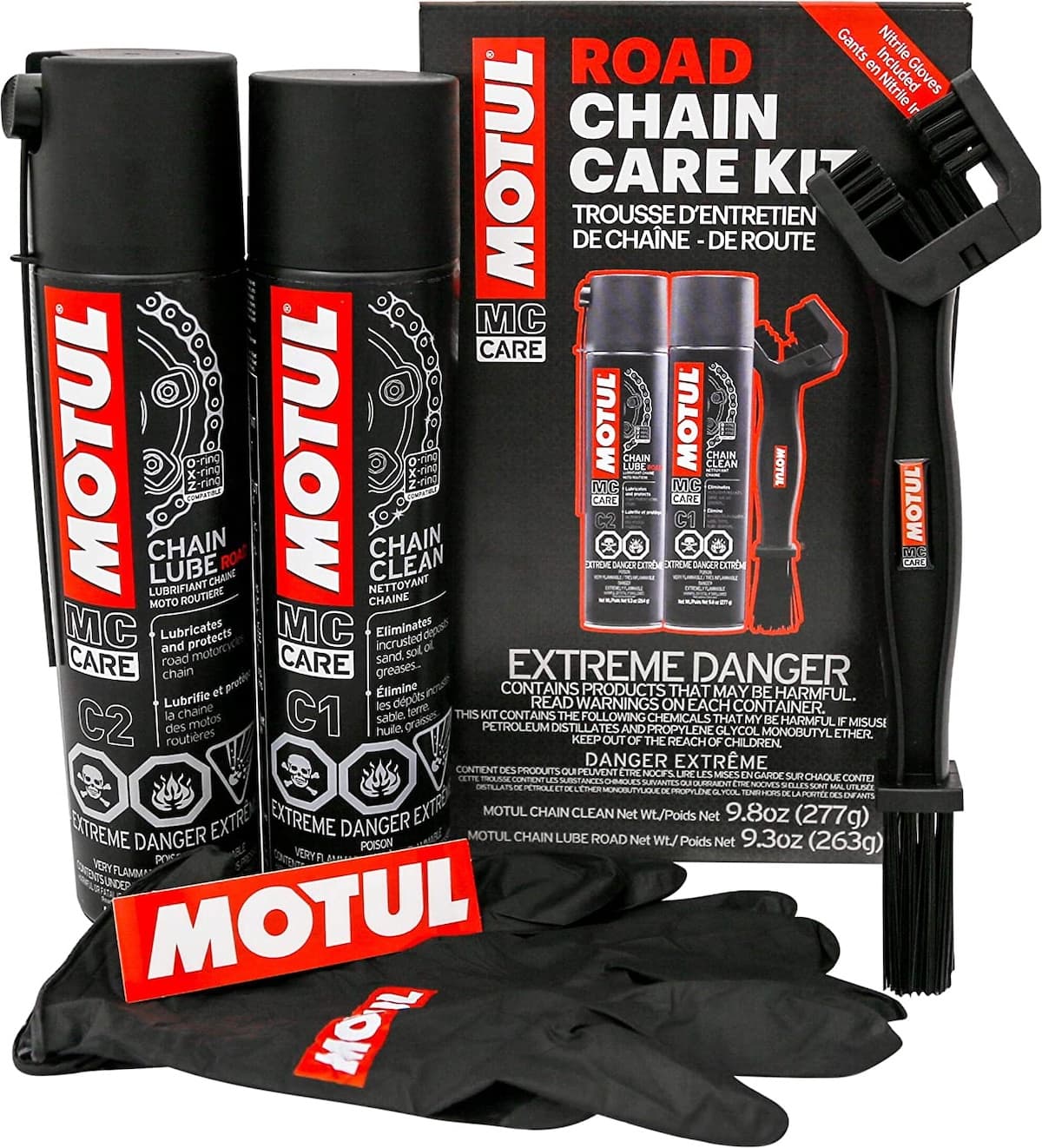 Motorcycle chain care kit for motorcyclemaintenance