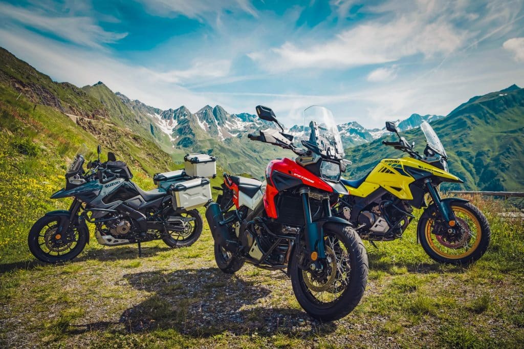 2020 Suzuki V-strom 1050 3 models parked