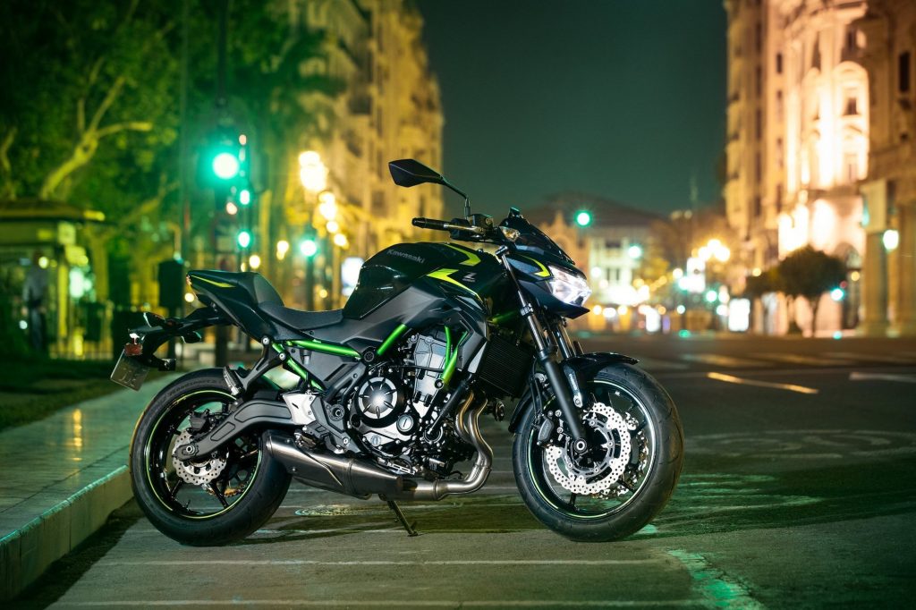 2022 Kawasaki Z650 parked RHS