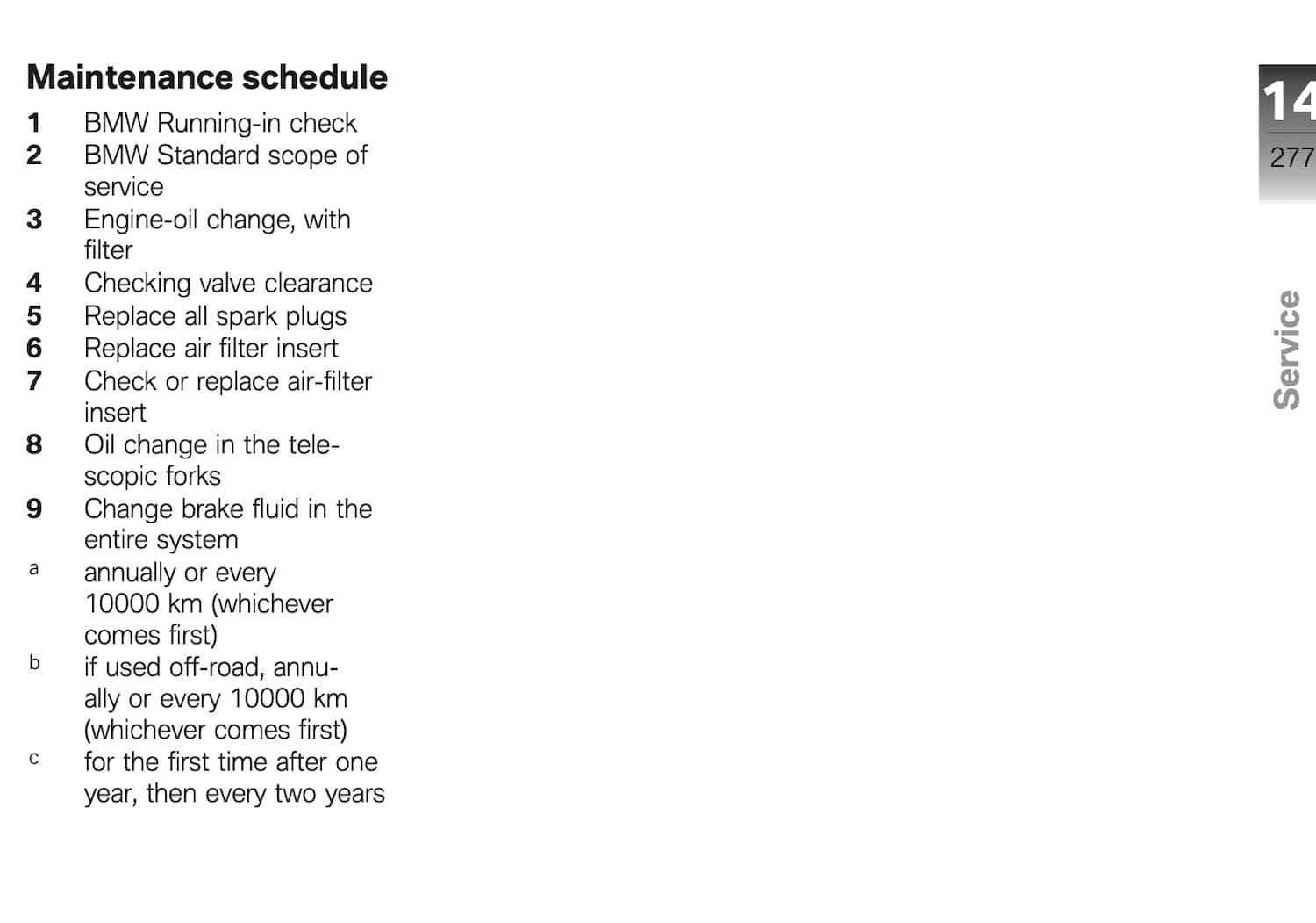 BMW F 850 GS maintenance schedule screenshot 2