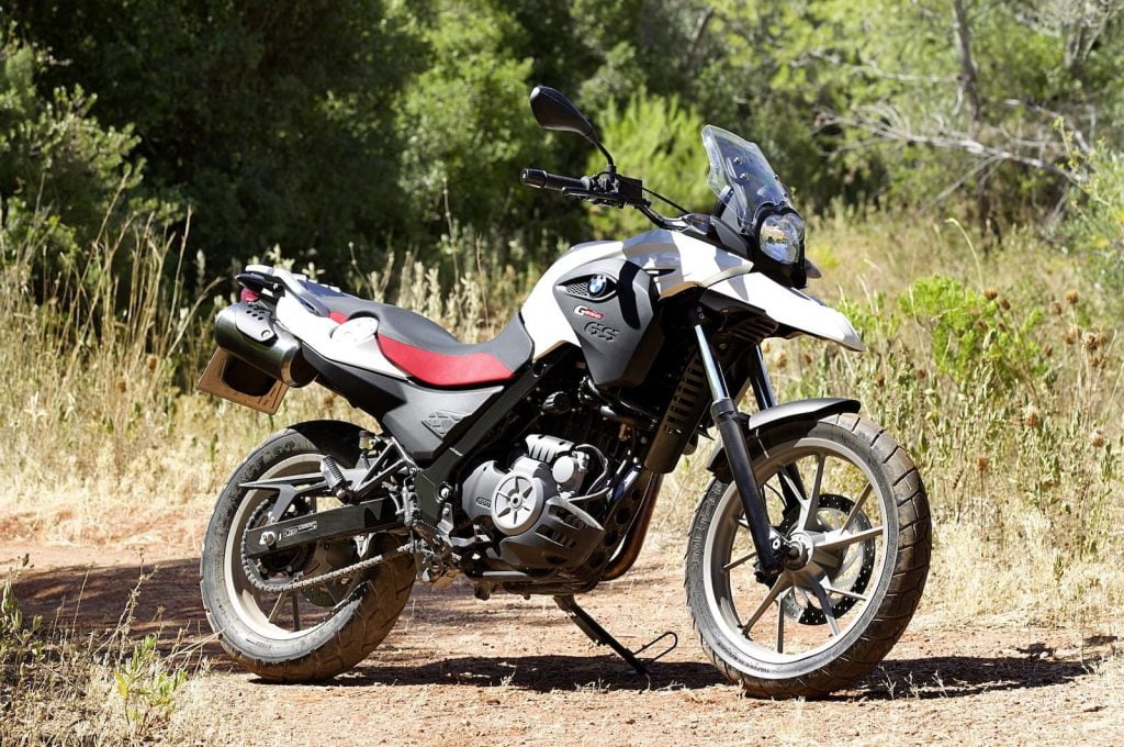 B<W G 650 GS white and red on dirt road