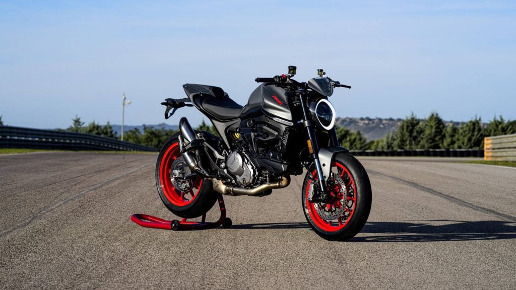 Ducati Monster 2021 RHS view on track