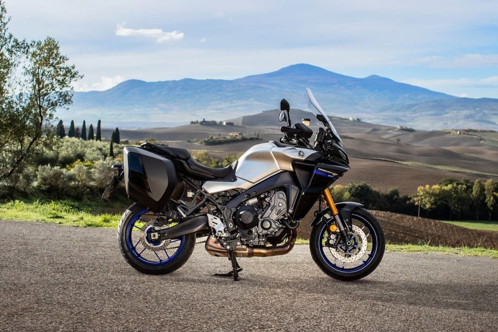 Yamaha Tracer 9 (890cc, 2021+) Maintenance Schedule and Service Intervals 17 Yamaha Tracer 9 GT side view on mountain road