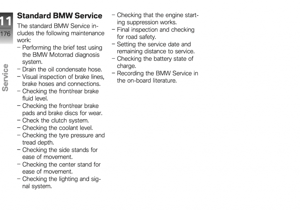 2011 - 2016 BMW K 1600 GT GTL maintenance schedule sheet 2