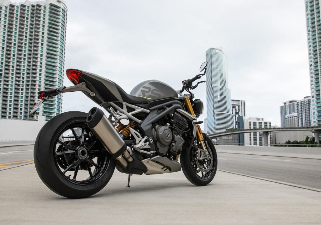 2021 Triumph Speed Triple 1200 RS with cityscape
