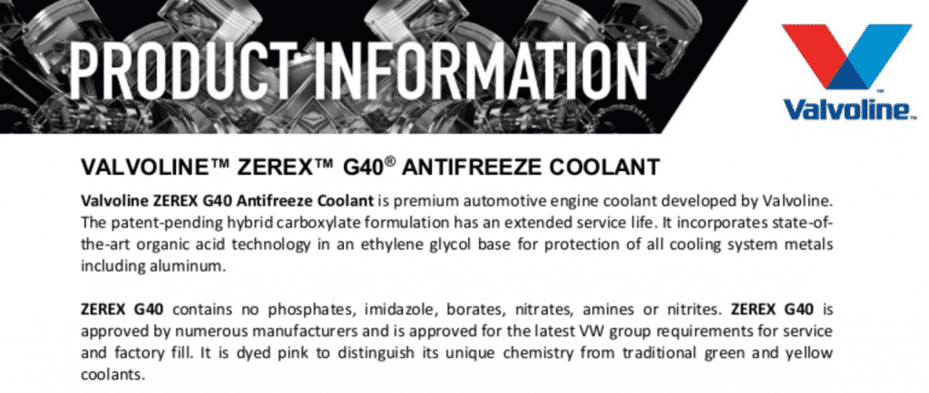 Zerex G40 Concentrate Antifreeze – Valvoline