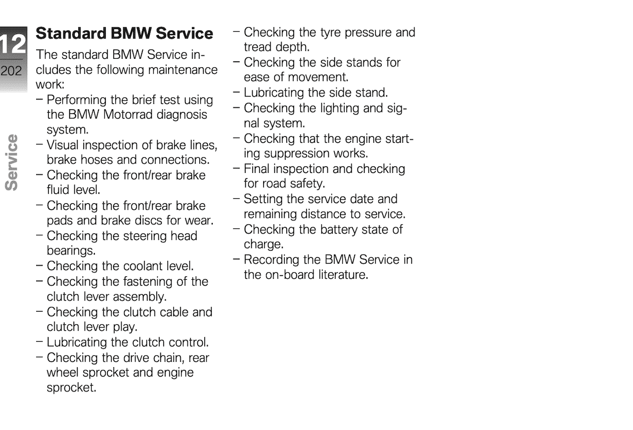 2015 2016 BMW S 1000 XR maintenance schedule screenshot 2