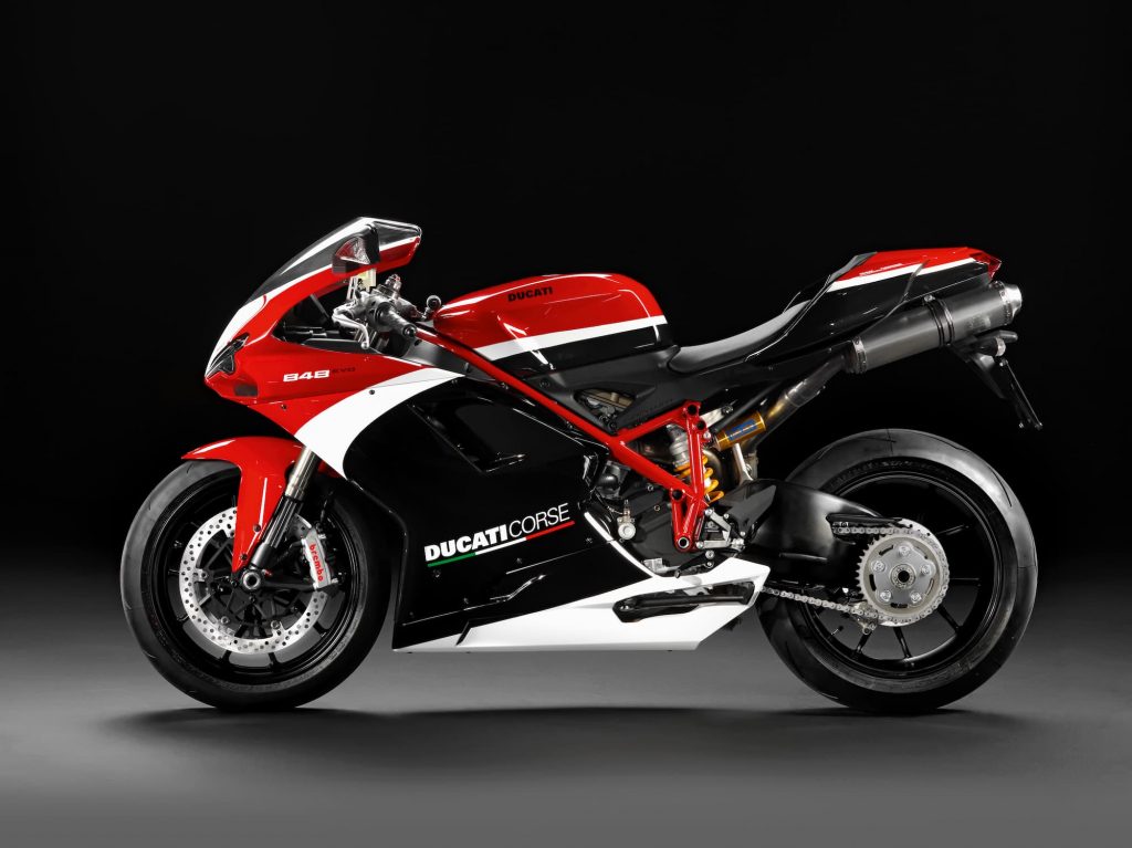 Ducati 848 EVO Corse red and black LHS