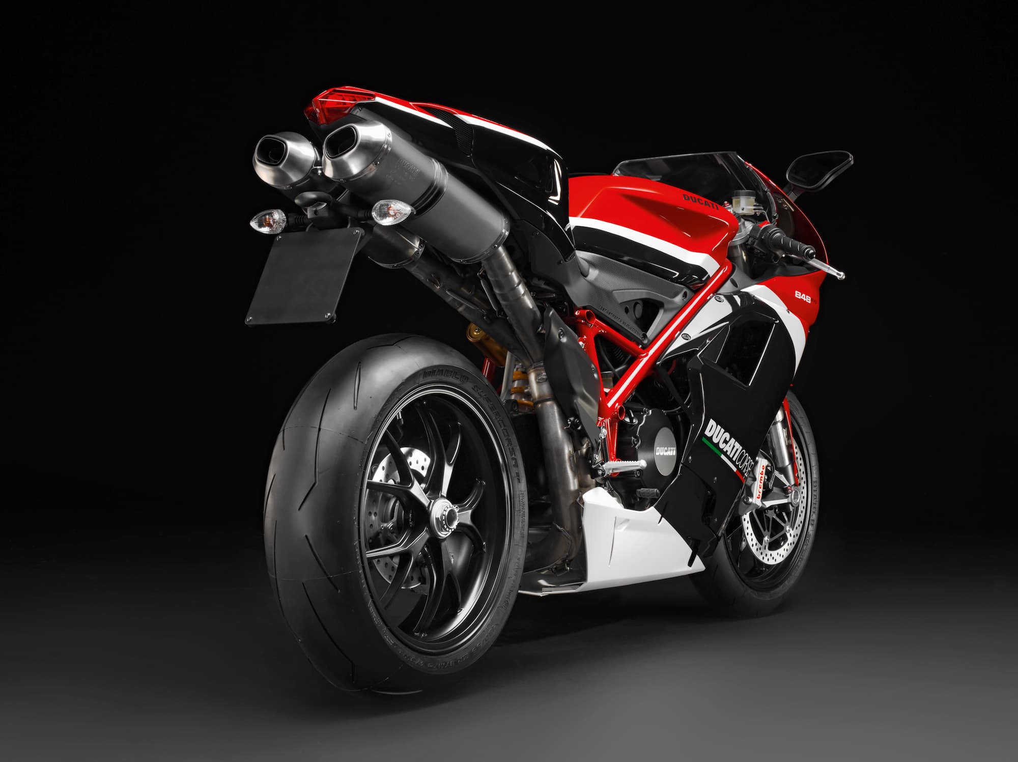 Ducati 848 EVO Corse red and black RHS rear