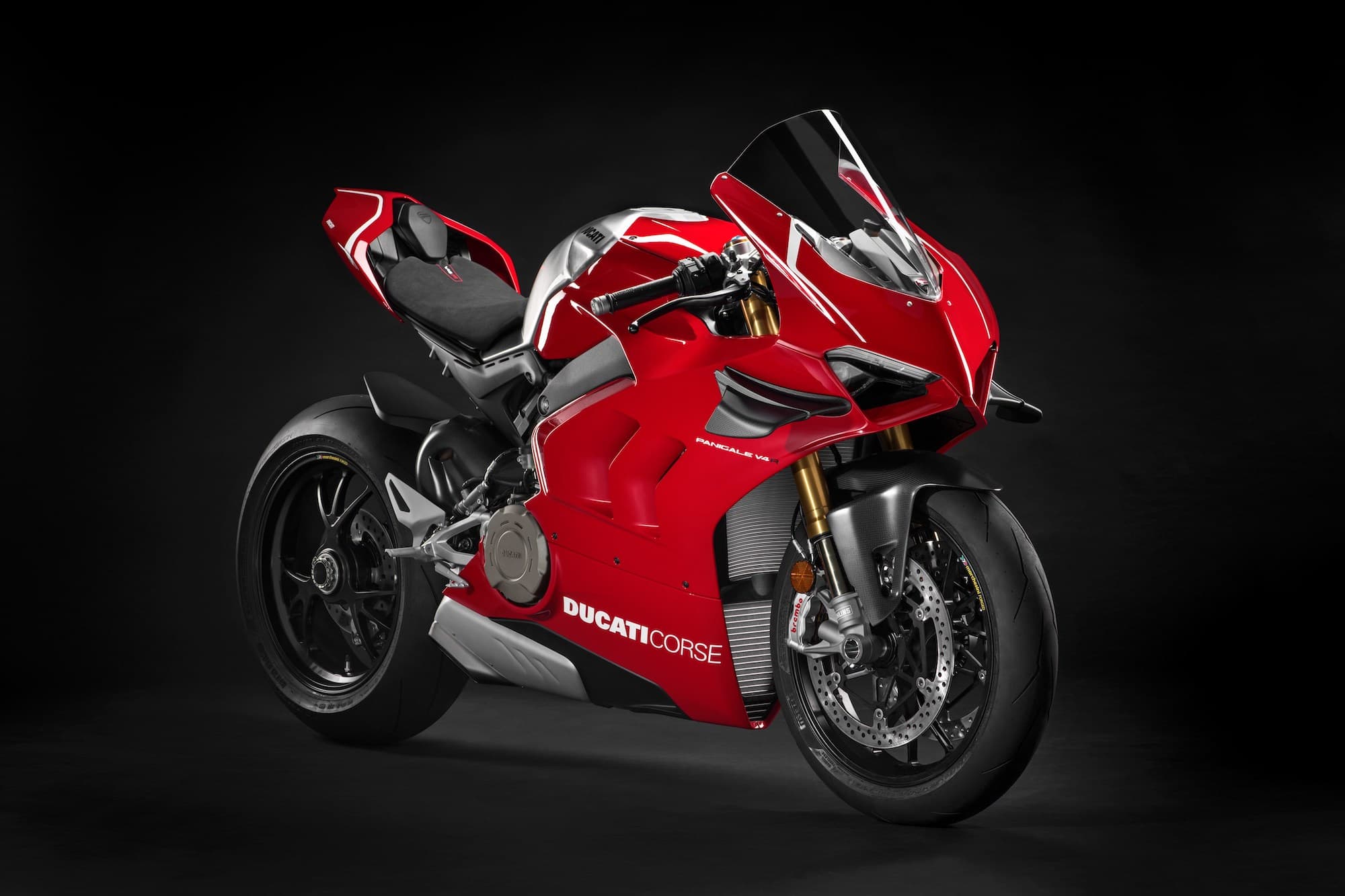 Ducati Panigale V4 R studio RHS red forward