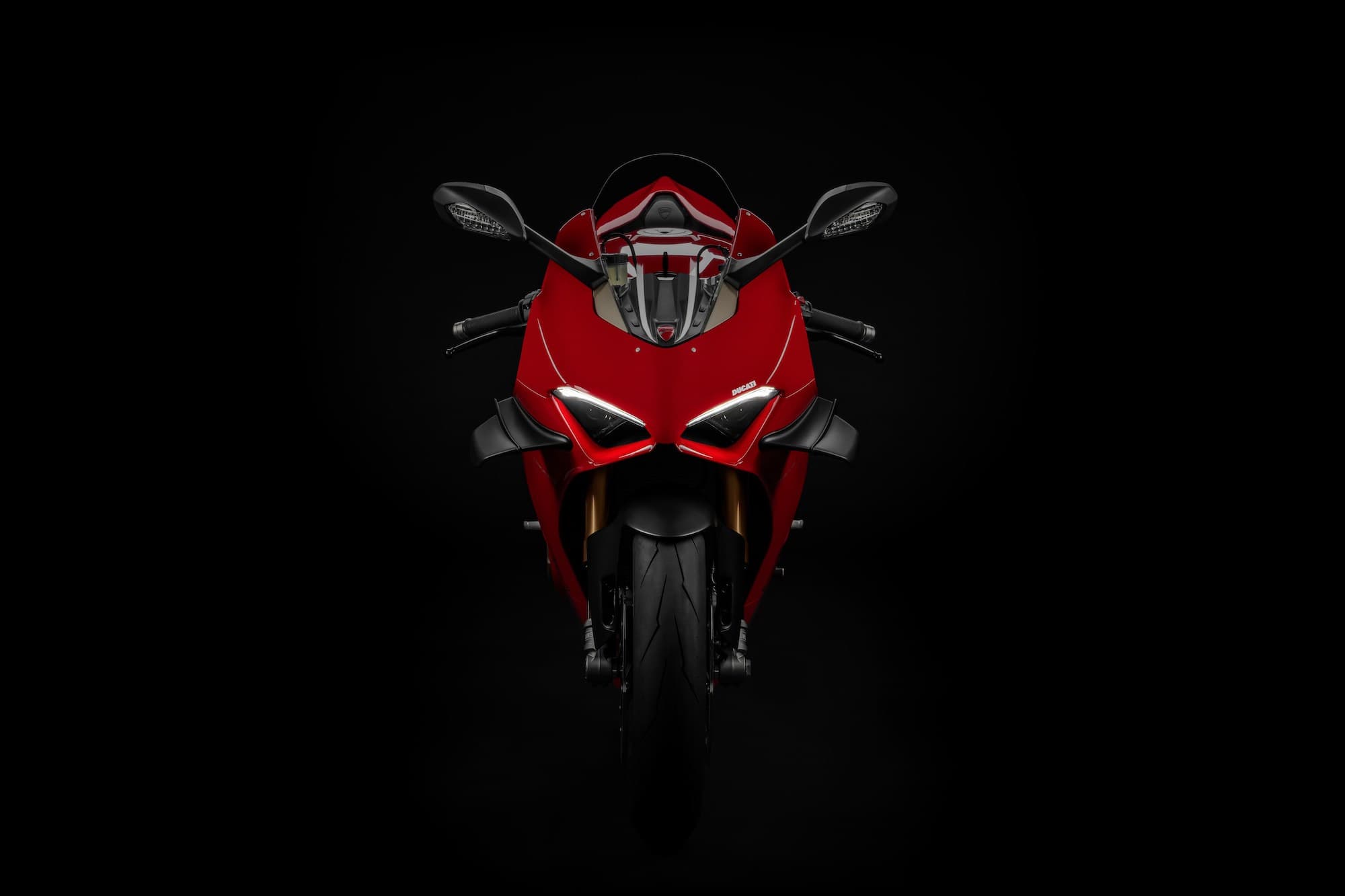 Ducati Panigale V4 S studio front with DRLs