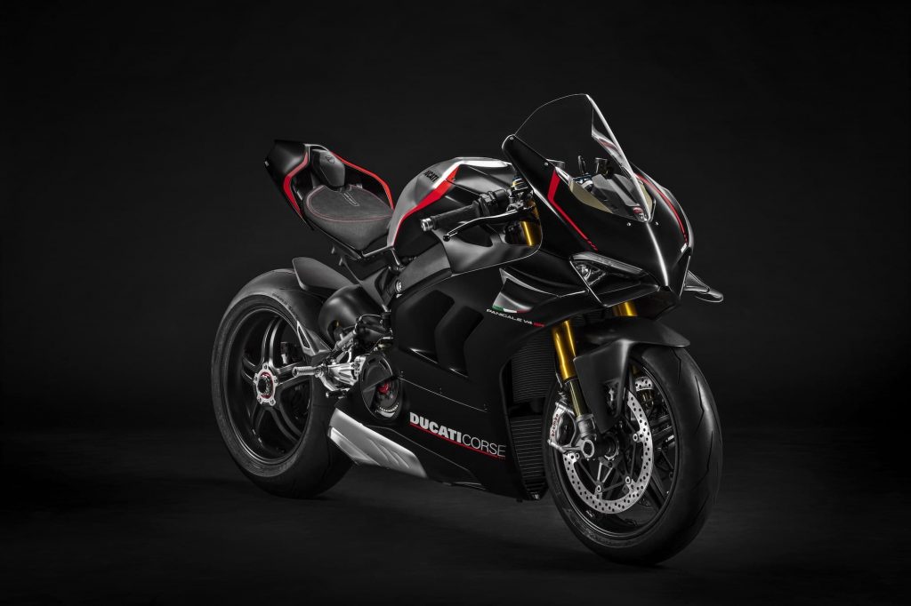 Ducati Panigale V4 SP Studio black background RHS diagonal front