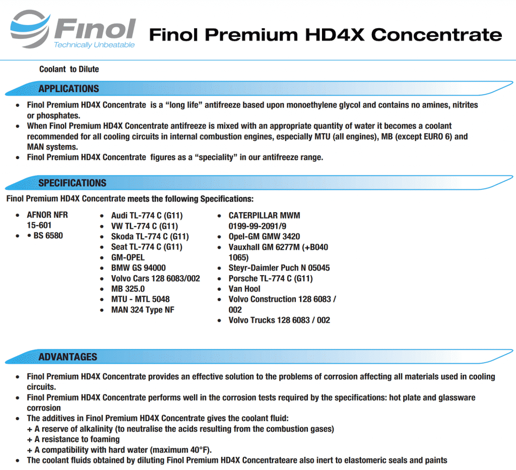 Triumph HD4X Data Sheet from Finol