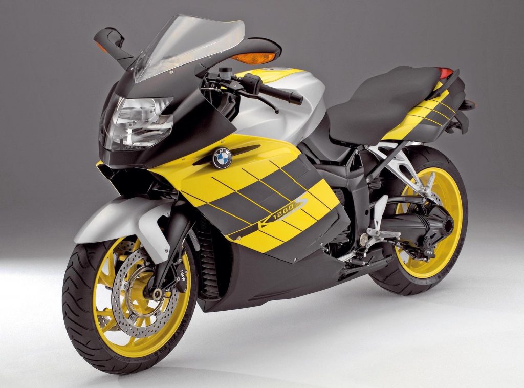 Yellow and grey BMW K 1200 S LHS