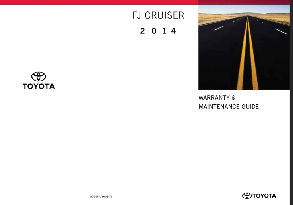 2014 Toyota FJ Cruiser warranty and maintenance cover