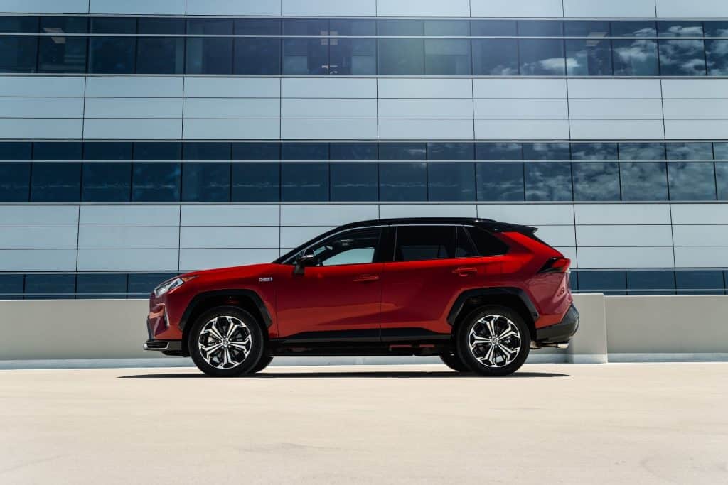 Toyota 2021 RAV4 Prime XSE Red LHS static outdoor