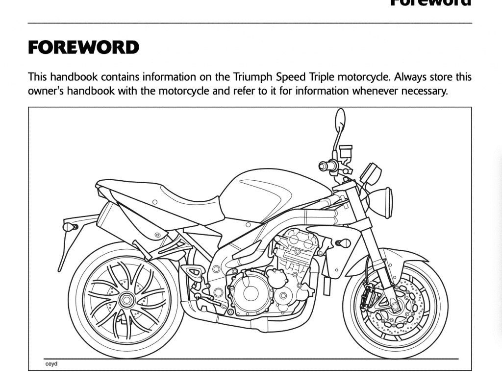 2005-2010 Triumph Speed Triple manual screenshot cover