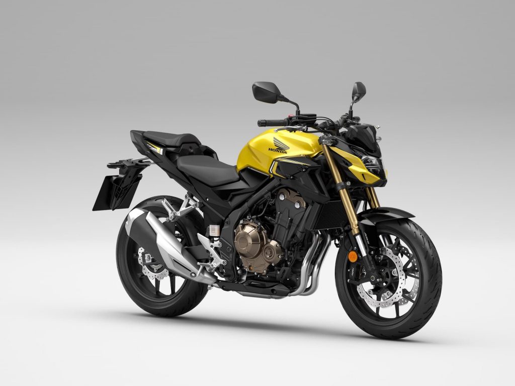 2022 Honda CB500F Studio 8 Yellow RHS front 3-4
