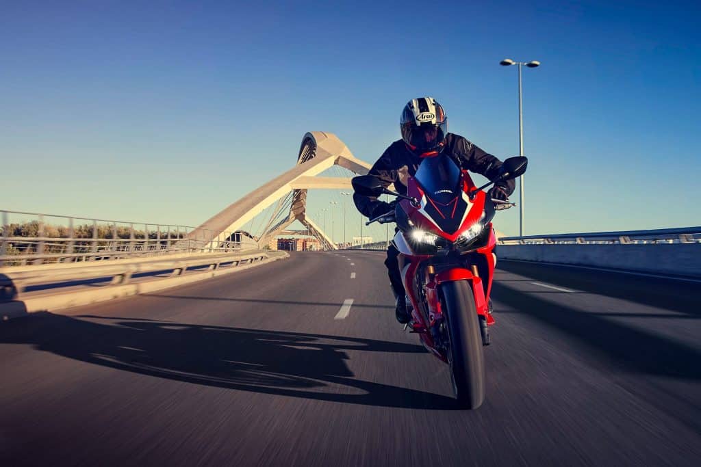 2022 Honda CBR500R Riding leaned