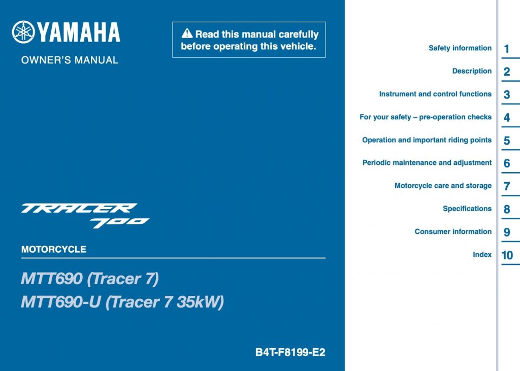 Yamaha Tracer 700 maintenance schedule screenshot 1