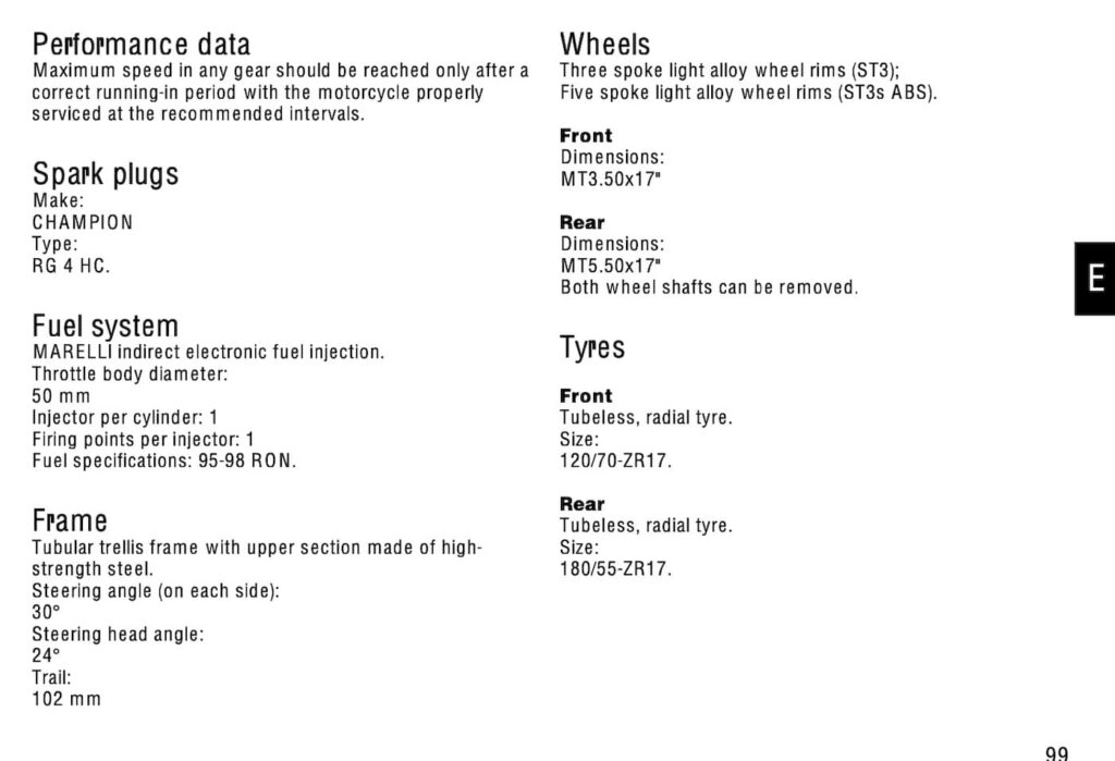 Ducati ST3s maintenance schedule screenshot from manual 4