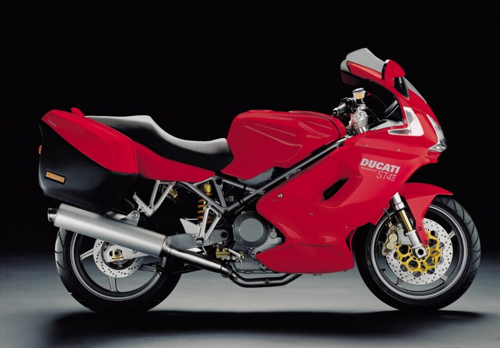 Red Ducati ST4s ABS RHS with luggage