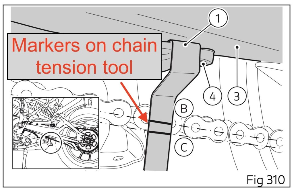 Chain tension marker tool multistrada v4