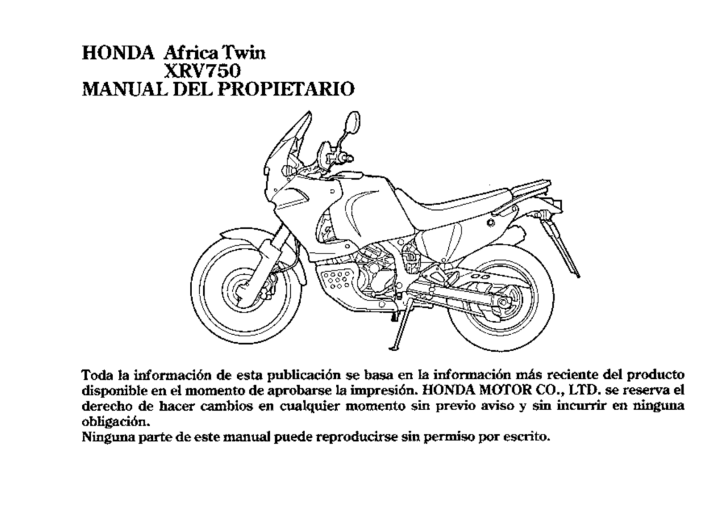 Honda XRV750 Africa Twin maintenance schedule cover