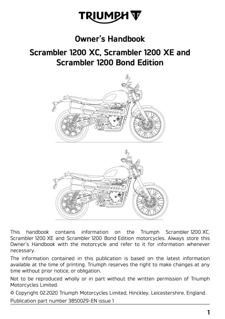 2019 Triumph Scrambler 1200 XC and XE maintenance schedule screenshot 1