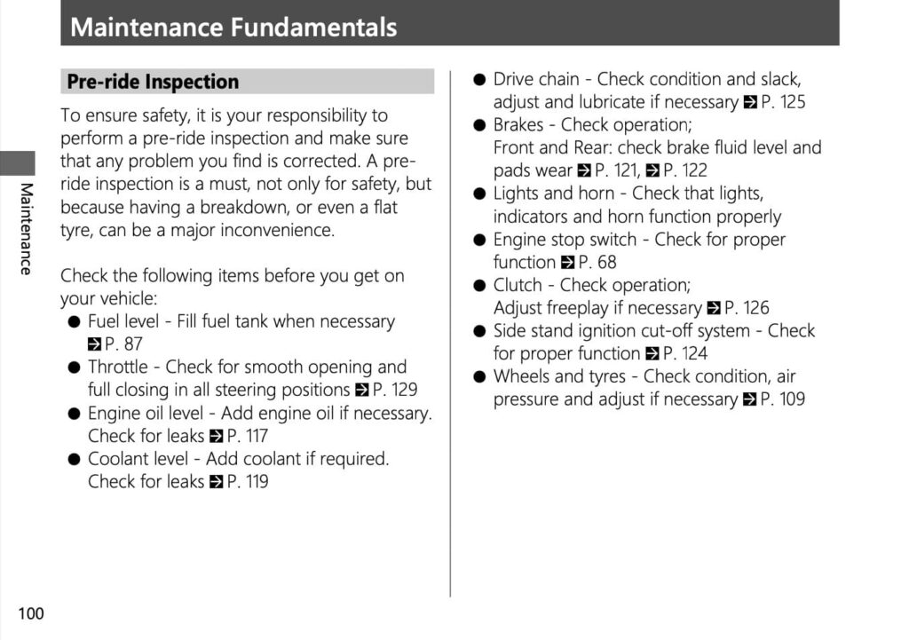 Honda CB750 Hornet Maintenance Schedule manual screenshot 4