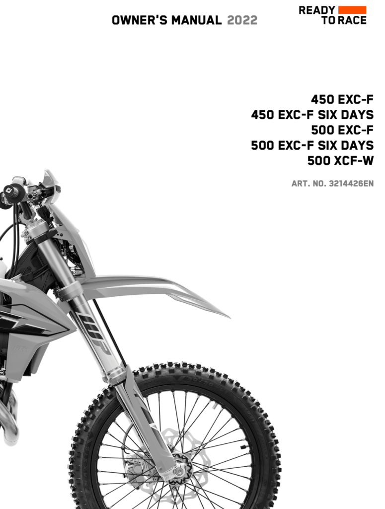 KTM 500 EXC-F Maintenance Schedule Cover